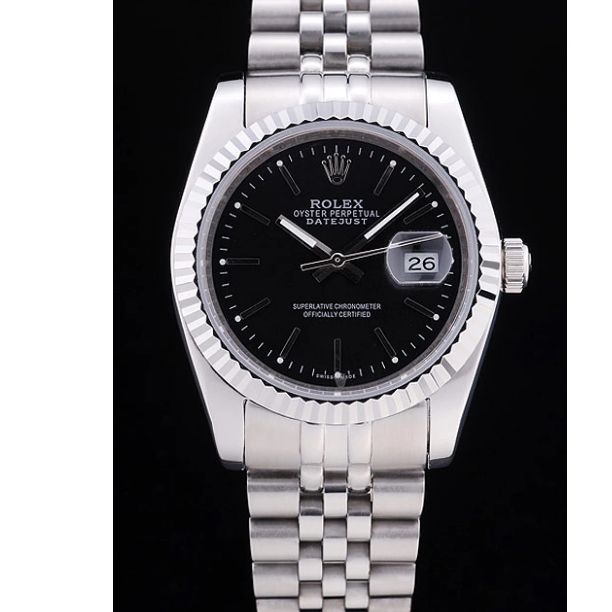 MiroTime 0823 Rolex Datejust Black Dial Diamonds Ribbed Bezel 7456